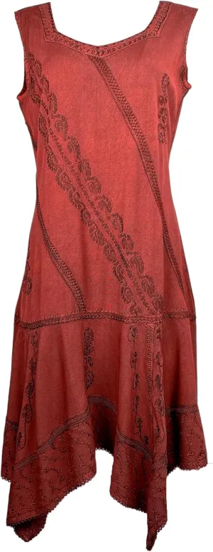 Agan Traders 2025 Spring Asymmetrical Hem Sleeveless Formal Dress - Boho Peasant Embroidered Long Maxi Dresses for Women