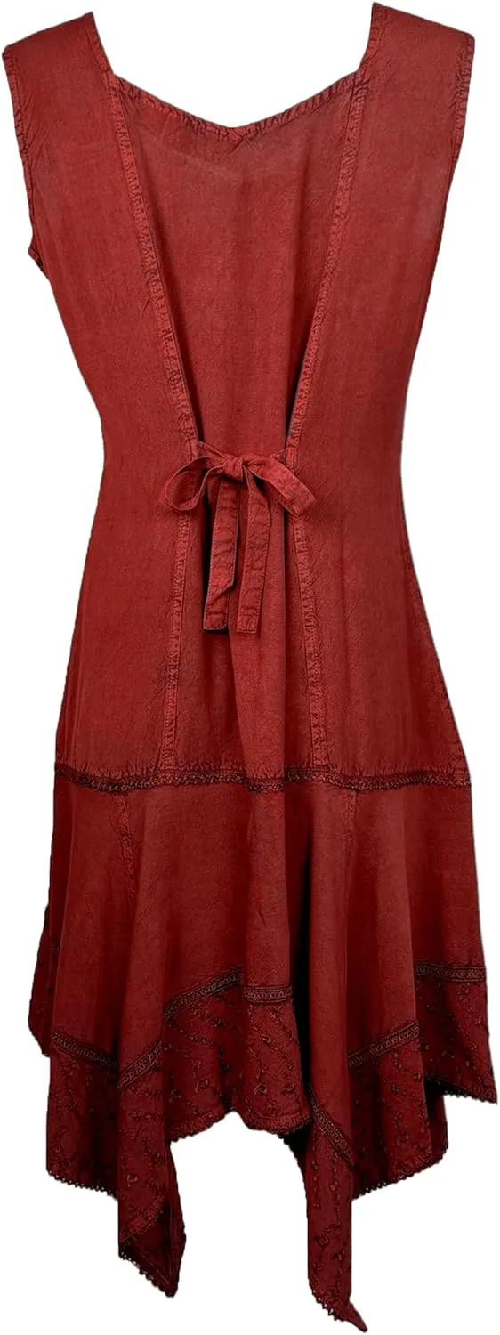 Agan Traders 2025 Spring Asymmetrical Hem Sleeveless Formal Dress - Boho Peasant Embroidered Long Maxi Dresses for Women