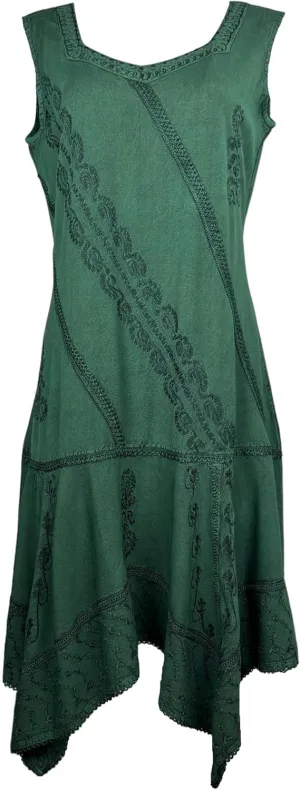 Agan Traders 2025 Spring Asymmetrical Hem Sleeveless Formal Dress - Boho Peasant Embroidered Long Maxi Dresses for Women