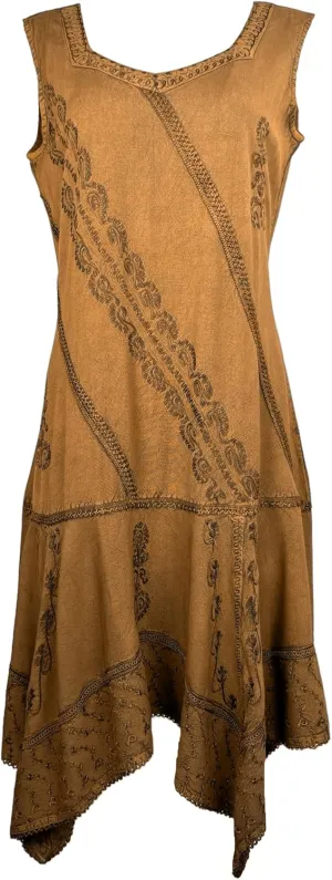 Agan Traders 2025 Spring Asymmetrical Hem Sleeveless Formal Dress - Boho Peasant Embroidered Long Maxi Dresses for Women