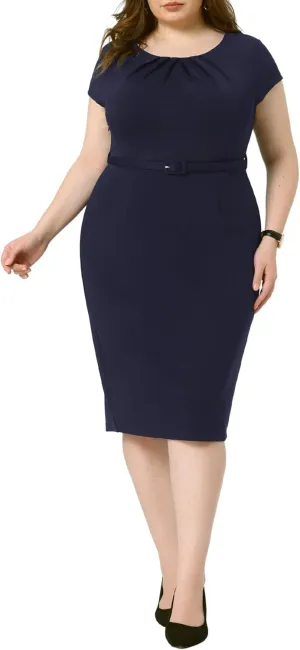 Agnes Orinda Plus Size Office Dress for Women 50s 60s Vintage Pencil Dress Bodycon Wear to Work Dresses