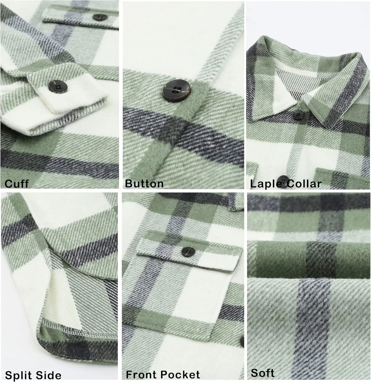 BTFBM Women's Long Sleeve Button Down Jackets Plaid Flannel Shirts Tops Casual Lapel V Neck Oversized Shackets Blouses Top