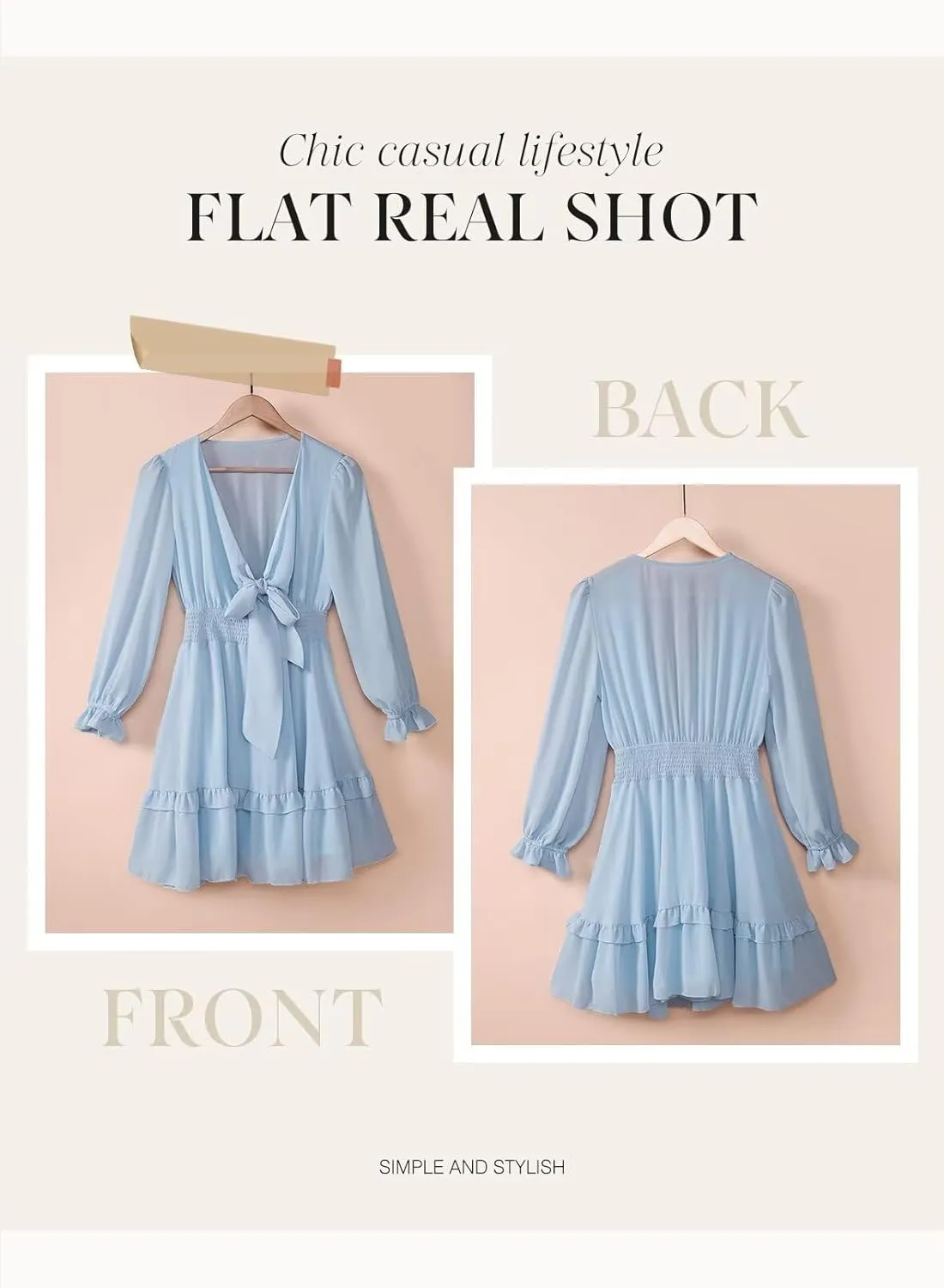 Dokotoo Womens Casual Spring Summer 2025 Deep V Neck Knotted Tiered Chiffon Elegant Mini Short Swing Skater Dresses