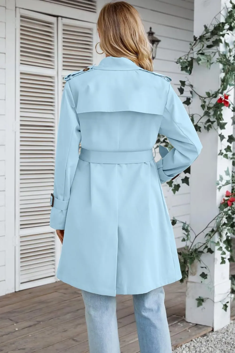 Joe Wenko Women's Waterproof Trench Coat Double Breasted Lapel Rain Coats for Women With Belt
