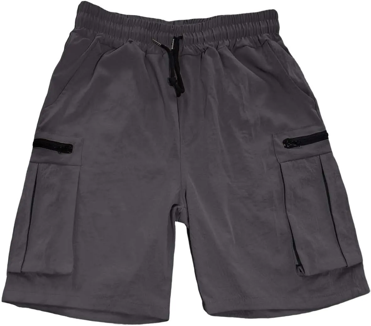 Mens Cargo Casual Shorts Lightweight Stretch Athletic Shorts Elastic Waistband with Pockets Hiking Gym Beach