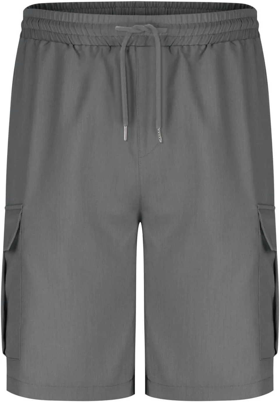 Mens Cargo Shorts Elastic Waist Running Hiking Bermuda Shorts Knee Length Casual Summer Clothes with Multiple Pockets