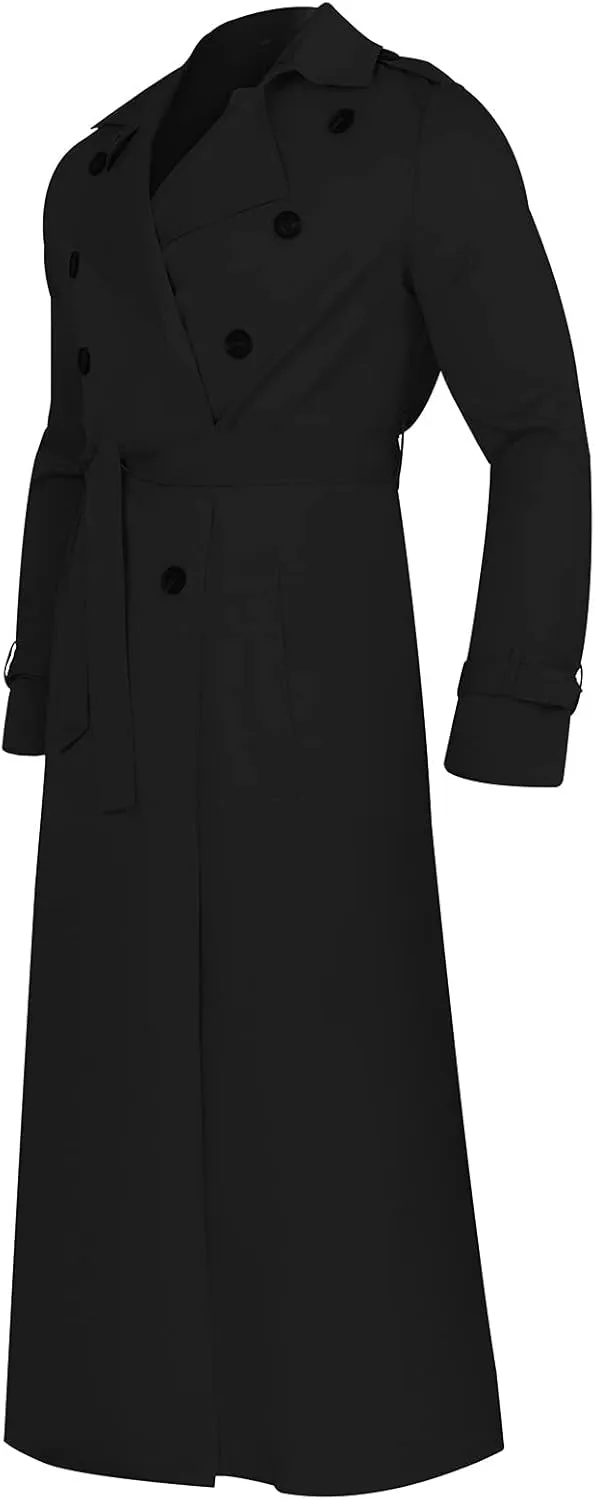 QWENTMTNTY Mens Trench Coat Winter Slim Fit Double Breasted Windbreaker Windproof Casual Belted Pea Coats Jackets Overcoat