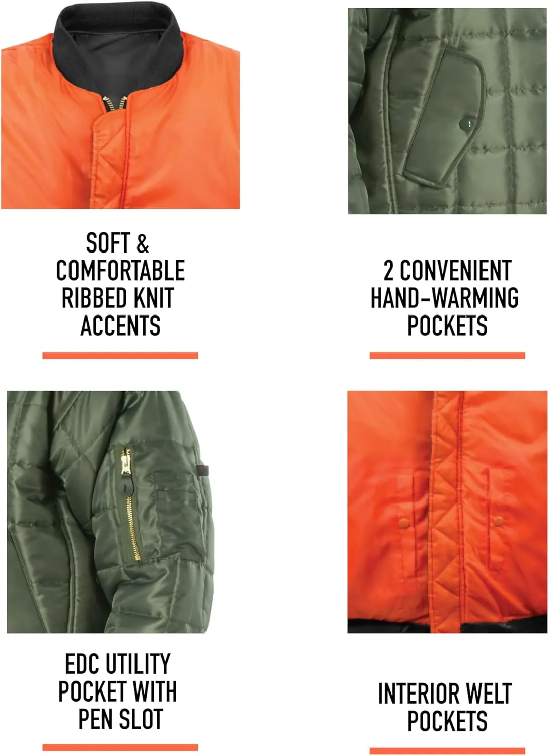 Rothco Quilted MA-1 Flight Bomber Jacket  Puffer Style Cold Weather Field Coat