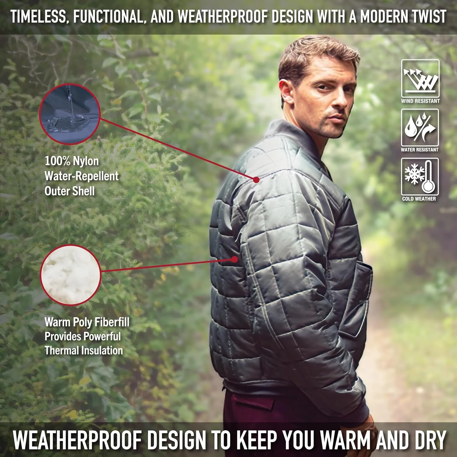 Rothco Quilted MA-1 Flight Bomber Jacket  Puffer Style Cold Weather Field Coat