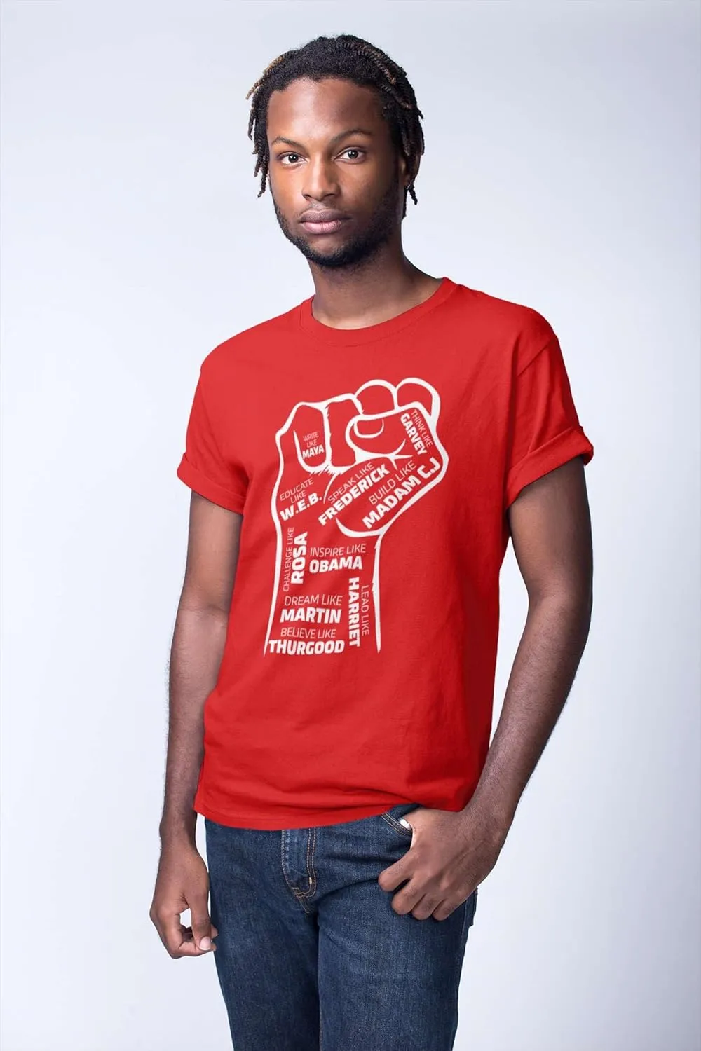 Shop4Ever Inspiring Black Leaders Fist T-Shirt - Women's Red Medium