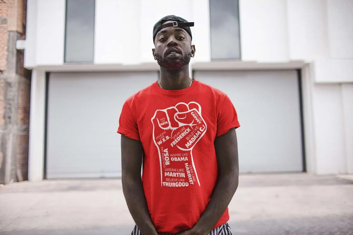 Shop4Ever Inspiring Black Leaders Fist T-Shirt - Women's Red Medium