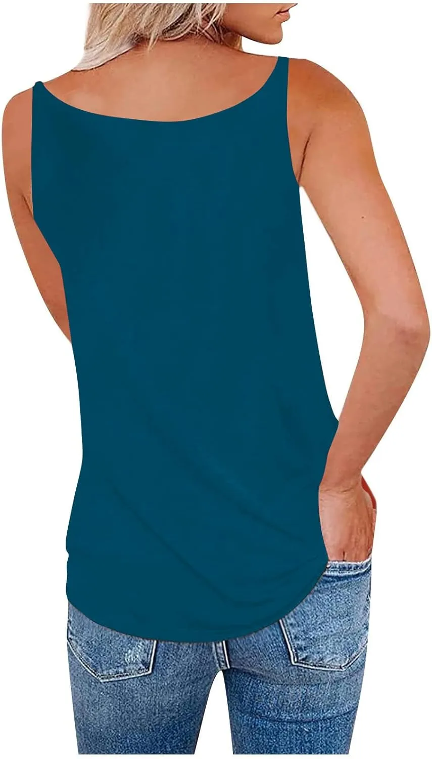 Tank Top for Women Half Zip V Neck Metal Spaghetti Strap Sleeveless Shirts Loose Fit Fashion Camisole Summer Outfits