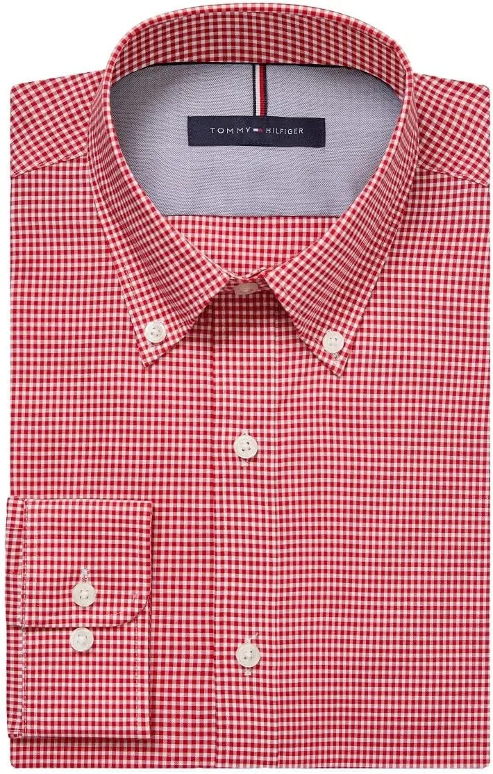 Tommy Hilfiger Men's Dress Shirt Slim Fit Non Iron Gingham