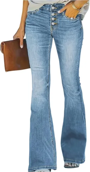 Vintage Bell Bottom Jeans for Women Low Rise Flare Wide Leg Stretchy Bootcut Jeans Distressed Wash 90S Ankle Denim Pants
