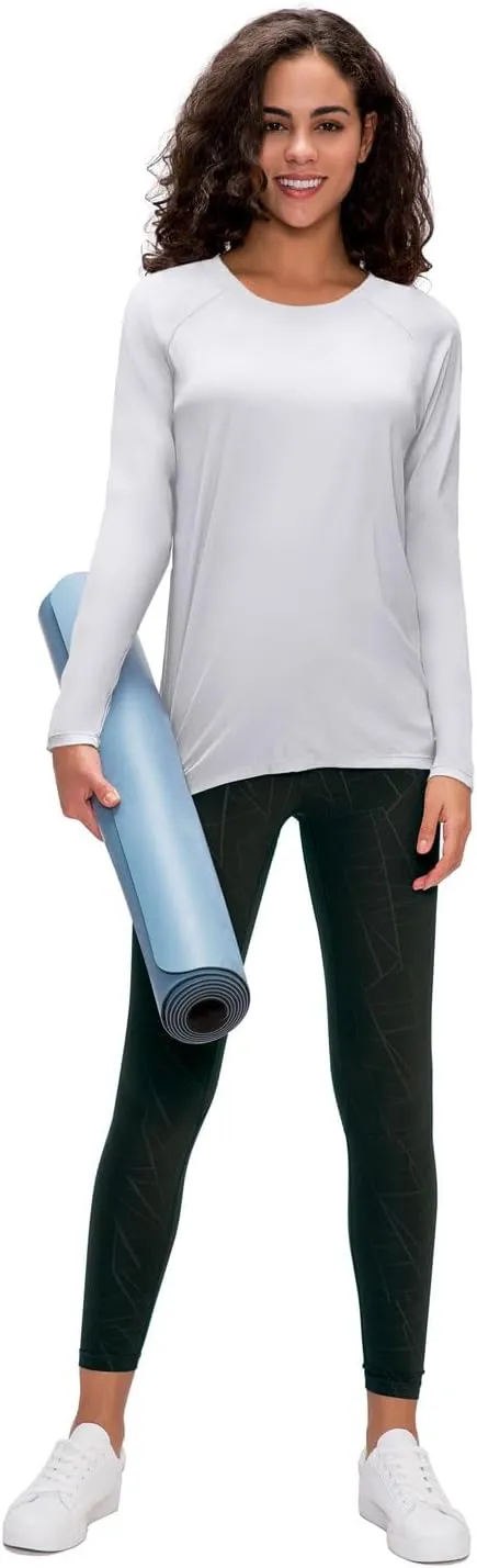 Women's 3 Pack Long Sleeve Workout Running Shirts, UPF 50  Sun Protection Shirts, Athletic Exercise Gym Yoga T-Shirts Tops