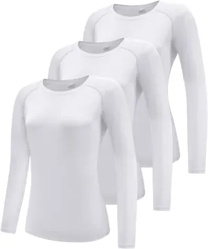 Women's 3 Pack Long Sleeve Workout Running Shirts, UPF 50  Sun Protection Shirts, Athletic Exercise Gym Yoga T-Shirts Tops