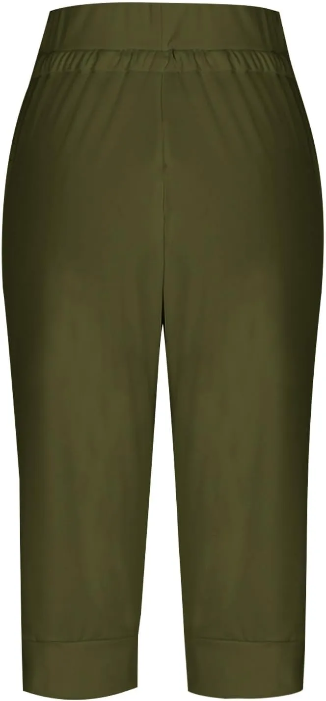 Womens Capri Pants,Womens Capris for Summer,High Waisted Drawstring Yoga Pants Lightweight Joggers with Pockets