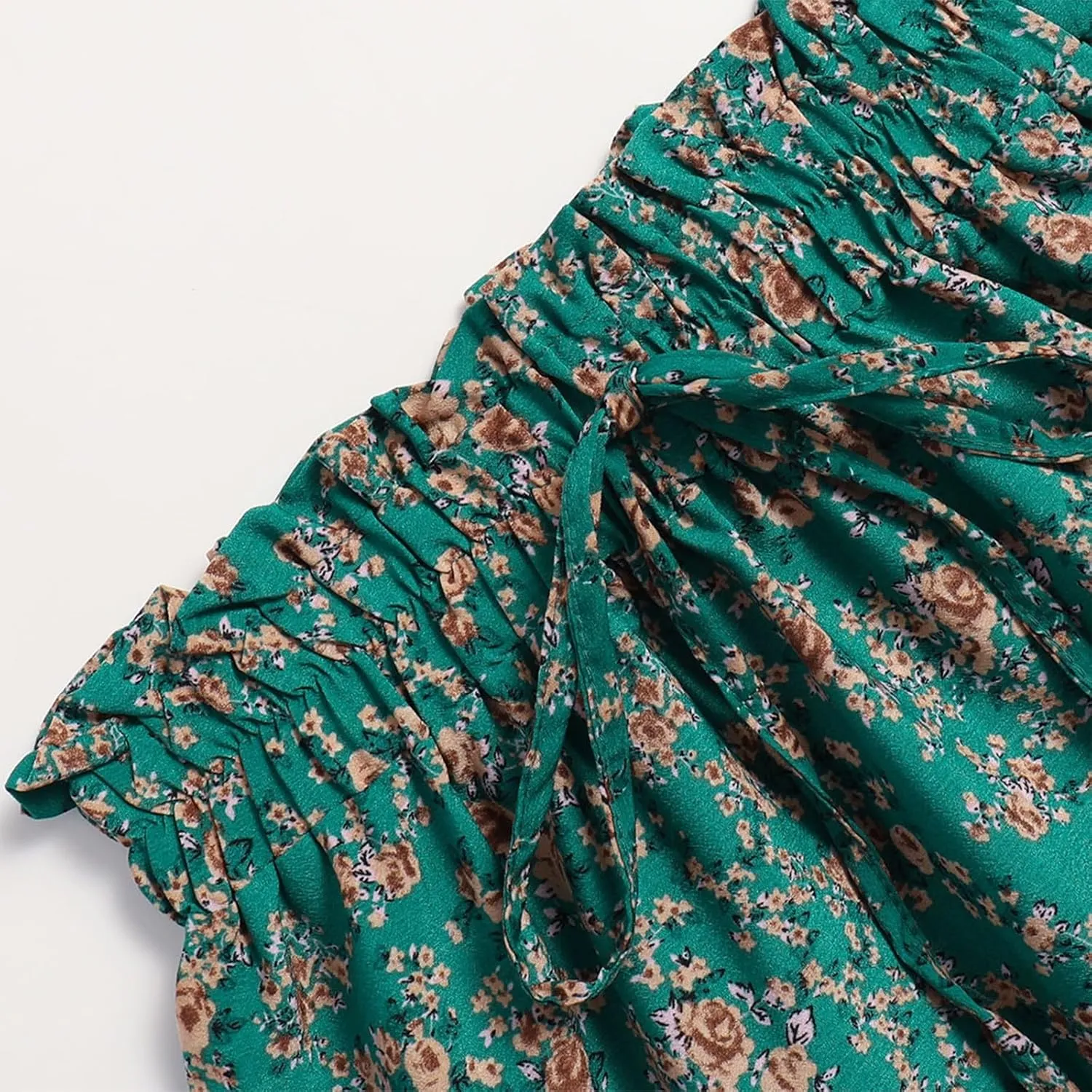 Women's Pleated Skirts Boho Floral Skirt Casual Elastic High Waist Maxi Skirts Flowy A Line Beach Skirt, S-XL