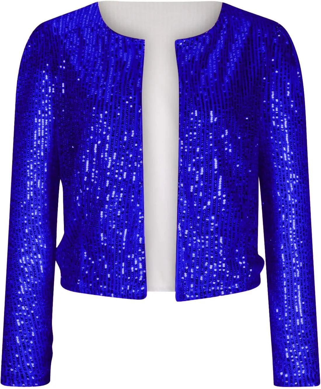 Womens Sequin Blazer Jacket Casual Long Sleeve Open Front Zip Up Sparkle Bomber Jackets for Evening Party
