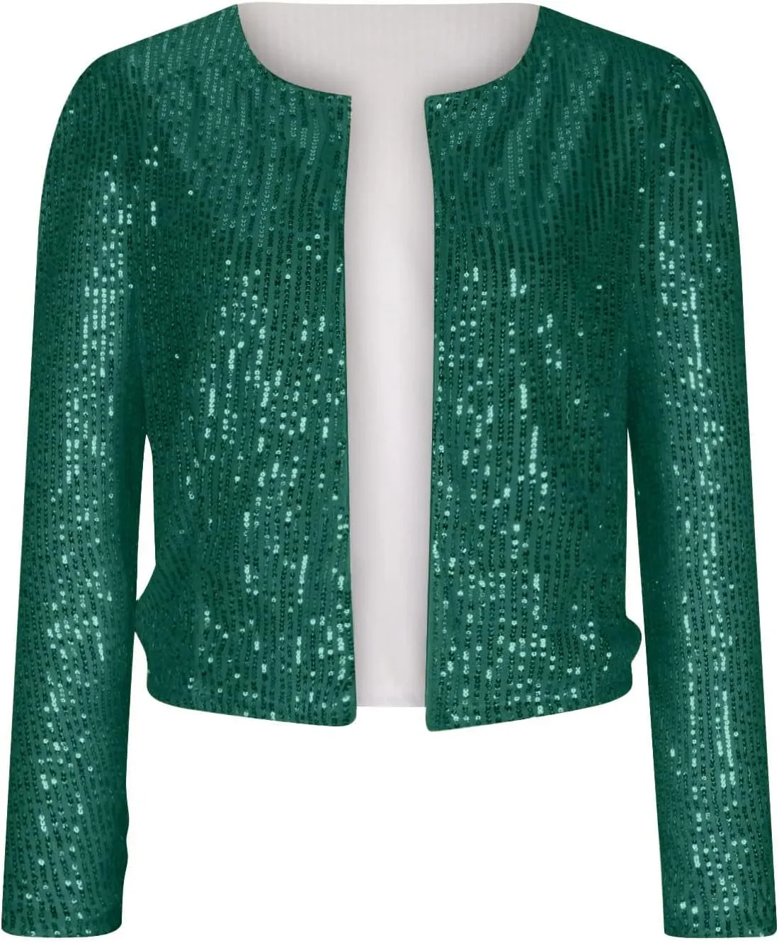 Womens Sequin Blazer Jacket Casual Long Sleeve Open Front Zip Up Sparkle Bomber Jackets for Evening Party