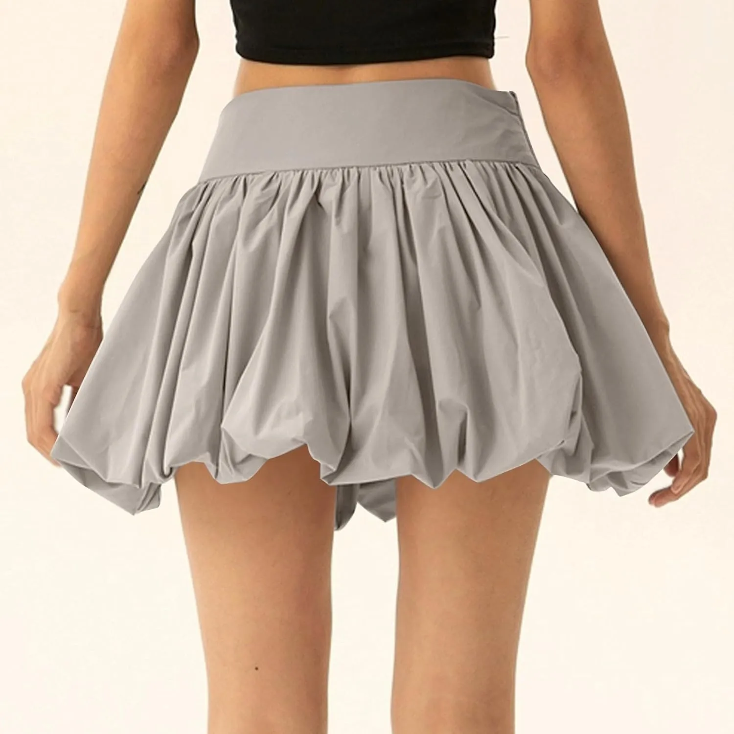 Women's Skirts Summer Boho Mini Skirt High Waist Drawstring Tiered Skirts Trendy, S-XL