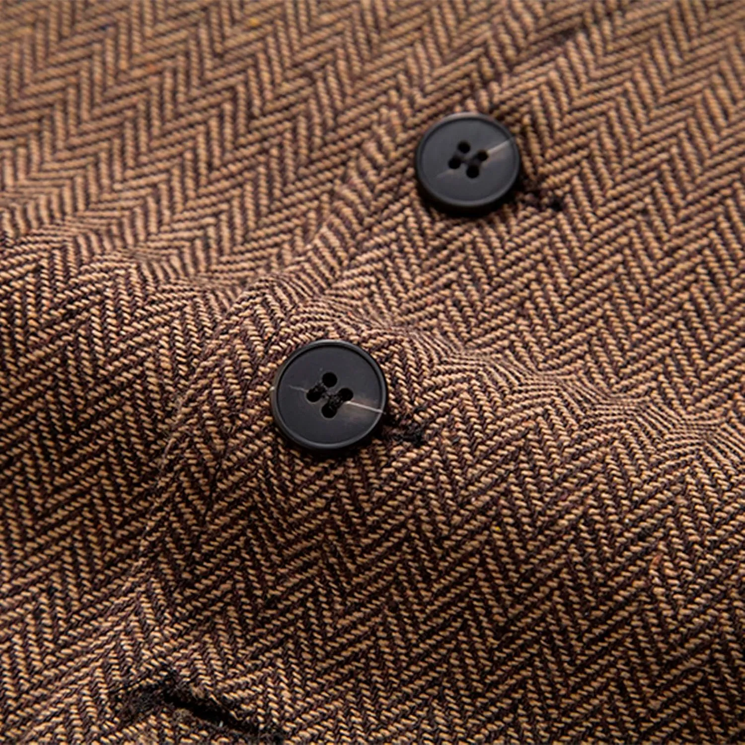 Zeiyignr Men's Herringbone Tweed Suit Vest Casual Wool Blend Waistcoat Single-breasted V Neck Business Formal Dress Vests