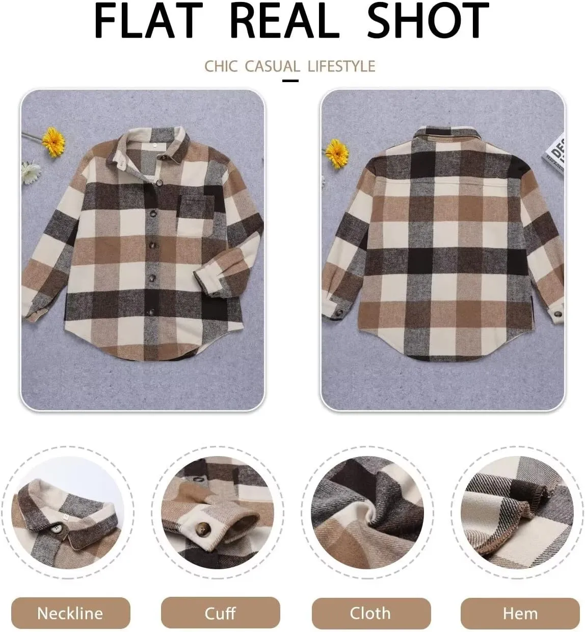ZOLUCKY Womens Shackets Jacket Plus Size Long Sleeve Button Down Shirts Blouses Tops
